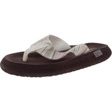 Imagem de UNIONBAY Chinelo de girassol feminino, Listra marrom, 7.5