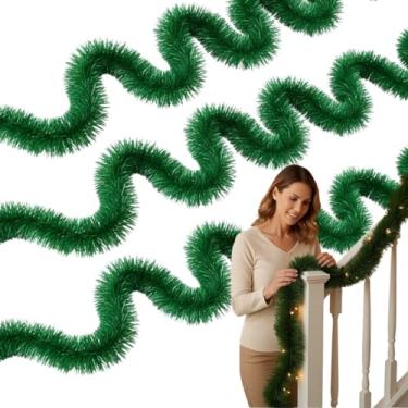 Imagem de Festão Verde 12cm X 5 Metros Decoracao Arvore Natal Enfeite Natalino Premium (Verde - 3 UNIDADES)