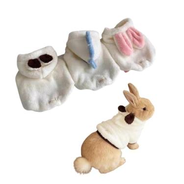 Imagem de Colete de inverno com capuz de coelho 3 peças com orelhas macias e flexíveis, confortável, quente e adorável, adequado para coelhos, porquinhos-da-índia, furões e outros animais pequenos (PP)