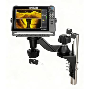 Imagem de Strg Suporte para localizador de peixes com trava, caiaque, todos os suportes eletrônicos marítimos Aliminum Fish Finder com placa retangular compatível com Scotty Garmin Lowrance Humminbird e mais