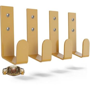 Imagem de Otoolling 4 peças de cinto para exibição de parede de campeonato de luta livre, suporte horizontal para exibição de parede, organizador seguro para presentes e prêmios de luta livre (dourado)