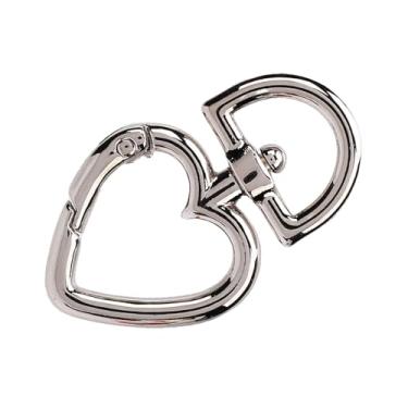 Imagem de GLOGLOW Cordão Giratório Em Formato de Coração, Gancho de Pressão, Clipe de Liga de Zinco Com Chaveiro para Chaveiros e Artesanato, 12 Peças 1,06 X 1,77 pol. para Bolsas e Fabricação de Joias (Prata)