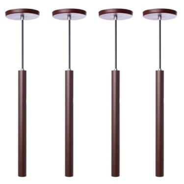 Imagem de Kit 5 Pendente Luminária Tubo Marrom 30 Cm - Iluminar Ambiente