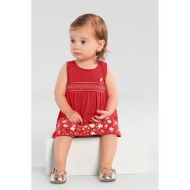 Imagem de Vestido bebê menina com flores Brandili Baby, P, Vermelho