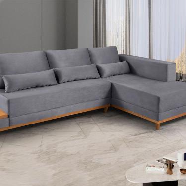 Imagem de Sofá De Canto 4 Lugares Com Chaise M-174 Estofados Martins Grafite