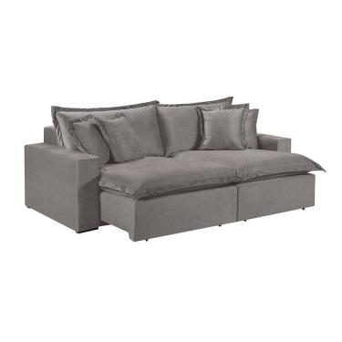 Imagem de Sofá 3 Lugares Retrátil Com Encosto Fixo Linho M-145 Martins Cinza