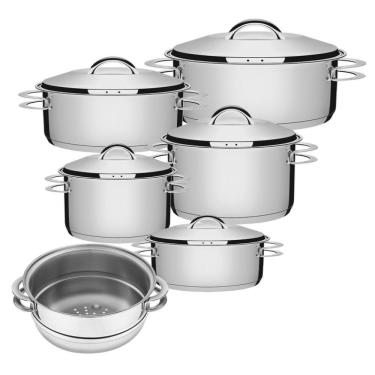 Imagem de Jogo Caçarola Solar 5 Peças Cozi-vapore Aço Inox Tramontina