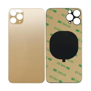 Imagem de 1 peça/lote de tampa de bateria de vidro para iPhone 11 Pro Max capa traseira de substituição para iPhone 11PM 2 em 1 grande furo de vidro traseira capa traseira (dourada)