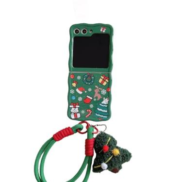 Imagem de SKPY Compatível com Samsung Galaxy Z Flip 5 Capa estilo Natal 360° Antiqueda à prova de choque com pulseira de Natal exclusiva para meninos meninas mulheres homens