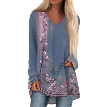 Imagem de Camisa COTECRAM Today 2024 de manga comprida com decote em V para mulh