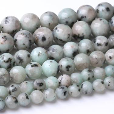 Imagem de Miçangas soltas redondas de 10 mm com manchas cianas, contas de pedra de energia de cristal para fazer joias, colar de pulseira DIY