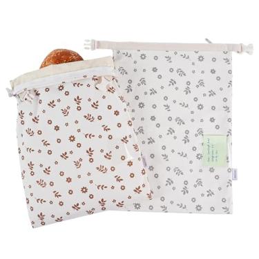 Imagem de ORORIN Sacos de pão de cera de abelha para fermento, sacos reutilizáveis de linho encerado para pão caseiro, recipiente de armazenamento de pão para manter fresco, sacos de freezer com zíper