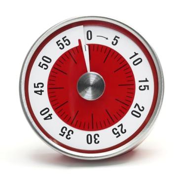 Imagem de Temporizador de cozinha para cozinhar, cronômetro de cozinheiro chefe, temporizadores visuais, contagem regressiva de 60 minutos, base magnética, relógio mecânico, sem necessidade de pilhas, alerta de