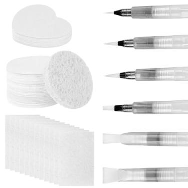 Imagem de LUMINFLY Esponjas de tinta mágica DIY Art, 60 peças de formas de esponja de celulose com padrões de pontos, inclui 6 pincéis de água, perfeitos para artesanato em grupo e pintura criativa