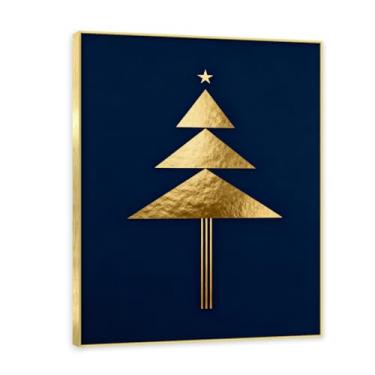 Imagem de Moldura dourada. Pintura de Natal glamorosa minimalista, arte geométrica dourada, decoração de Natal moderna emoldurada para parede da sala de estar. A16. 60 x 80 cm - 23,7 x 31,5 pol