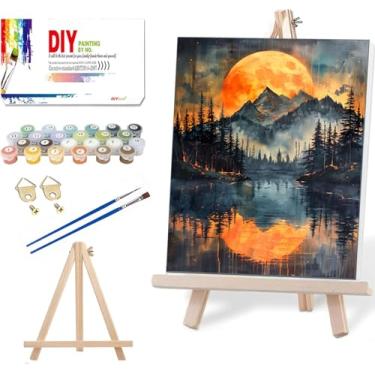 Imagem de Kit de pintura por números Smoky Mountains para adultos iniciantes com cavalete, kits de pintura fácil para adultos por números em tela, pintura faça você mesmo para iniciantes, arte por números, para