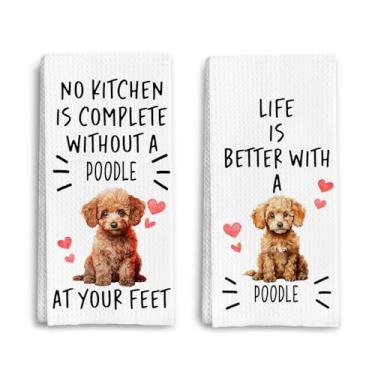 Imagem de Qpenm Toalhas de cozinha para poodle, presentes para amantes de poodle, amante de cães, mãe, pai, dono, presente, decorativo, prato, chá, toalhas de mão para cozinha, 40 x 61 cm, conjunto de 2
