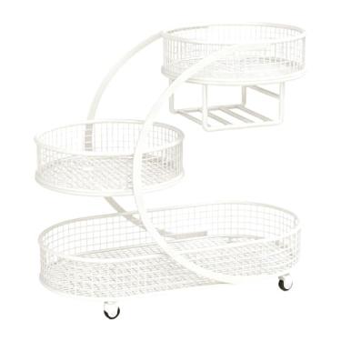 Imagem de Bothyi Cesto de frutas e legumes, suporte para vegetais, fruteira de metal, cesto de pão para mesa de jantar, casa, Branco