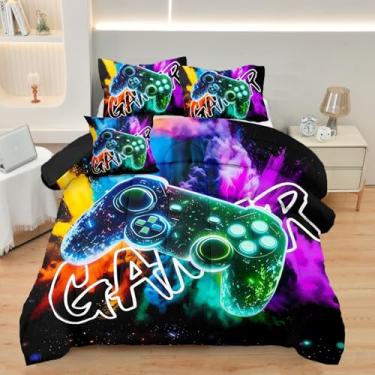 Imagem de ASKOTU Jogo de cama completo para meninos, 4 peças, conjunto completo de edredom para meninos