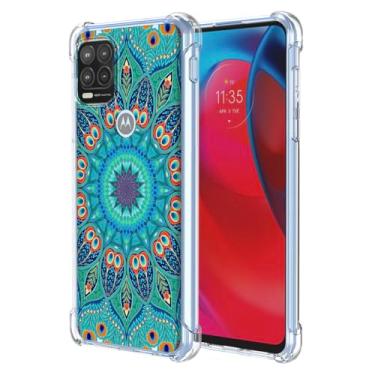 Imagem de WEIOUHR Capa protetora para Moto G Stylus 2021 5G transparente TPU macio, design em relevo verde, resistente a arranhões, proteção leve, para Motorola G Stylus 2021 5G (verde pavão)