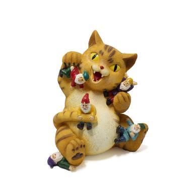 Imagem de Estátua de jardim: resina criativa de gato e gnomo 14x9x16cm