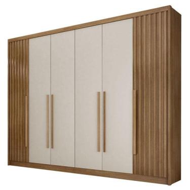 Imagem de Guarda Roupa Casal Ripado Bragança 6 Portas 6 Gavetas Cumaru 25 Fendi - Novo Horizonte