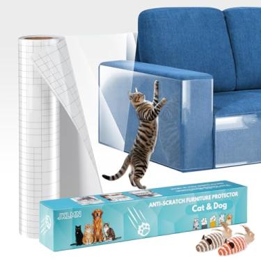 Imagem de Protetor de móveis antiarranhões para gatos – protetor de sofá de vinil transparente de garras de gato, fita antiarranhões para cantos de sofá, protetor de sofá adesivo de um lado para gatos (508 cm x