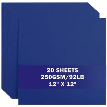 Imagem de 20 folhas cartolina azul marinho 30,5 x 30,5 cm, cartolina, 250 g/m² de espessura, papel de construção para Cricut, scrapbook, artesanato, fabricação de cartões UAP34NB20