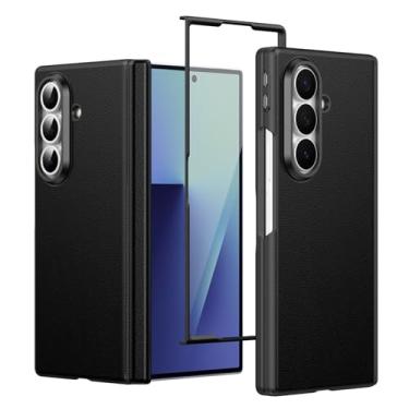 Imagem de FWYANZH Capa magnética para Samsung Galaxy Z Fold 7, capa protetora de tela integrada com dobradiça à prova de choque para lente da câmera, capa de couro, preta, dobra 7
