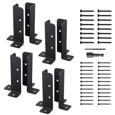 Imagem de 8 Suportes Ajustáveis para Base de Pilares Pergola Kit Suporte Âncora Alta Resistência Colunas Madeira Meio Pilar Aço Resistente Deck Varanda Projetos