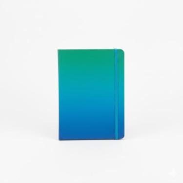 Imagem de Caderno com Capa Dura em Gradiente Verde e Azul, Elástico Turquesa, Material Escolar e Escritório