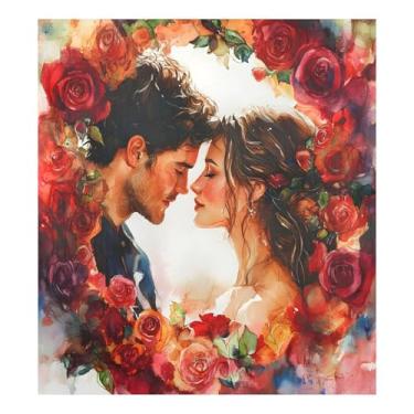 Imagem de SEHANY Capa magnética para máquina de lavar louça, pintura romântica para casais de Dia dos Namorados, adesivos magnéticos decorativos antiarranhões para painel de geladeira e lava-louças, decoração