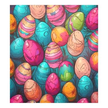 Imagem de Blueangle Ovos de Páscoa coloridos capa magnética para lava-louças, decoração frontal da capa da máquina de lavar louça, adesivos de eletrodomésticos, adesivos de eletrodomésticos, 58 cm C x 66 cm