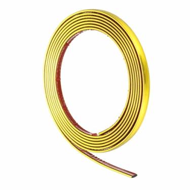 Imagem de HARFINGTON Moldura de acabamento de parede de 5 m x 0,8 cm, tira de destaque autoadesiva de PVC flexível para parede, teto, piso, armário, azulejo, borda, bordas, espelho, espelho dourado