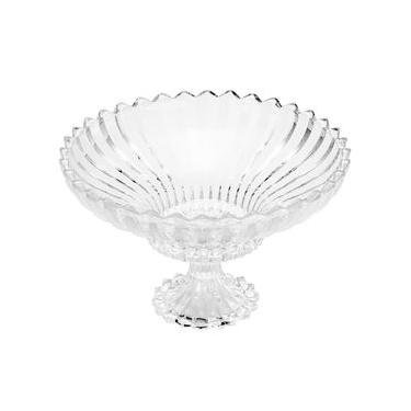 Imagem de Centro de Mesa com Pé de Cristal Wolff Geneva 32x21cm Design Imponente Transparente