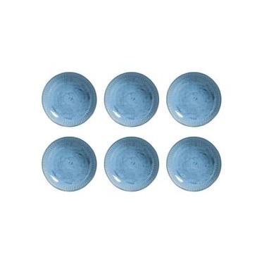 Imagem de Conjunto com 6 Pratos Fundos Porto Brasil Linhas Breeze em Stoneware 22,5cm – Azul