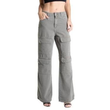 Imagem de Calça Sarja Sawary Wide Leg - 281087 - verde 42-Feminino