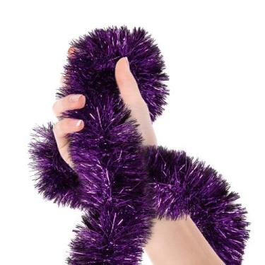 Imagem de As serpentinas metálicas Mardi Gras Purple Tinsel Garland celebram um 