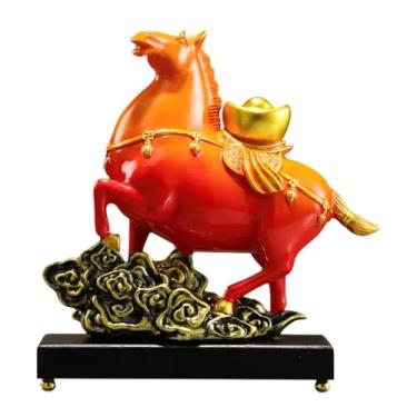 Imagem de Fenteer Escultura de Cavalo para Mesa, Ornamento, Estatueta de Resina Feng Shui, Estátua de Animal para Lareira de Casa de Campo, Armário de Entrada, Quarto, Laranja
