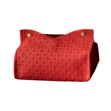 Imagem de WeiLaiKeQi Porta-lenços retangular para banheiro, acessório para banheiro, dispensador de papel higiênico para mesa de cabeceira ou restaurante, Vermelho