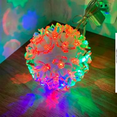 Imagem de Globo Bola de LED Flores Decorativa, 50 Lâmpadas, Silicone e Plástico, 11cm Diâmetro, 110V, Tomada Padrão EU, para Natal e Festas