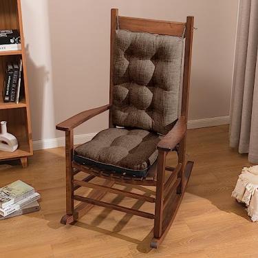 Imagem de Basic Beyond Conjunto de 2 almofadas de cadeira de balanço, almofadas de balanço para varanda para cadeiras de balanço de madeira ao ar livre com enchimento grosso, almofada traseira com laços,