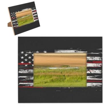 Imagem de hongjinglin Porta-retrato de 28 x 35,5 cm, design de madeira, bandeira, vintage, com tapete para parede e mesa, moldura para pendurar na parede para decoração de casa e amigos da família, ideias de