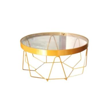 Imagem de Bandeja Em Ferro Com Vidro Dourada Para Decoração Diamante