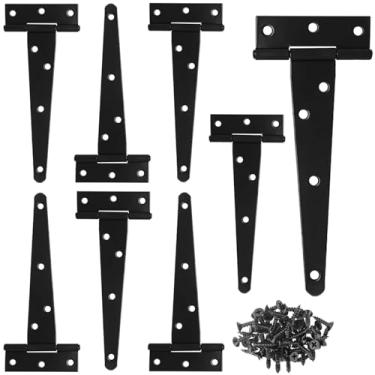 Imagem de Wopanxye Dobradiças para portão de jardim, 8 polegadas (200 mm), dobradiças em T com 7 furos com parafusos, ângulo aberto 270, revestimento à prova de ferrugem, para armários de janelas de porta de