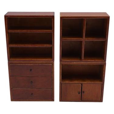 Imagem de Alomejor Doll House Cabinet, Escala 1:12 Armário De Madeira Em Miniatura Conjunto De 4 Castanha De Vidoeiro Madeira para Dollhouse Sala Decoração Do Quarto