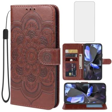 Imagem de Bohefo Capa para Pixel 10, capa carteira Pixel10 Pro com protetor de tela de vidro temperado, capa flip de couro mandala com suporte para cartão de crédito para Google Pixel10 Pro marrom