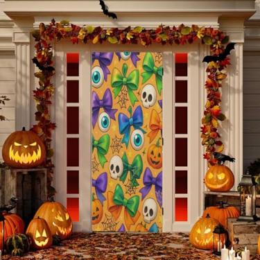 Imagem de Wassud Laços com globos oculares decoração de porta faixa interna externa decoração de casa de varanda grande decoração de porta da frente 96 x 98 polegadas
