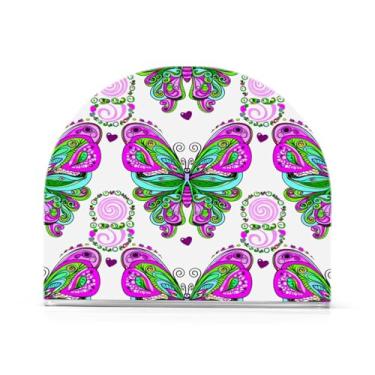 Imagem de Qilmy Lindo porta-guardanapos de borboleta, porta-guardanapos de acrílico transparente para mesa, suporte de guardanapo de coquetel de papel de seda para cozinha, dispensador de guardanapos de jantar