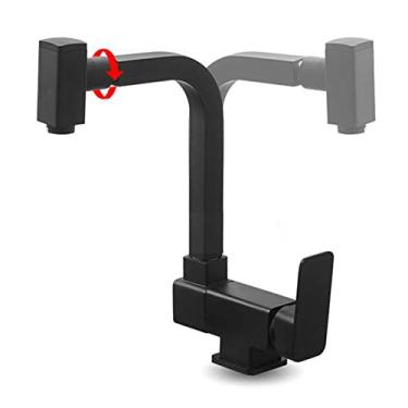 Imagem de YYBOES Torneira misturadora de pia de cozinha Torneiras de cozinha com janela interna dobrável, latão preto, água quente e fria, torneira giratória para pia de cozinha